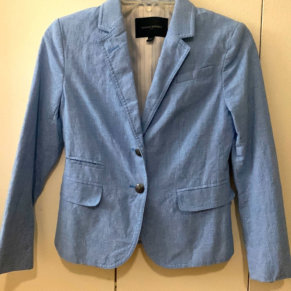 Banana republic light blue linen blazer 00P